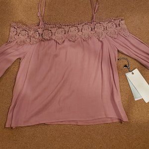 NEW rose pink, lace, off the shoulder top